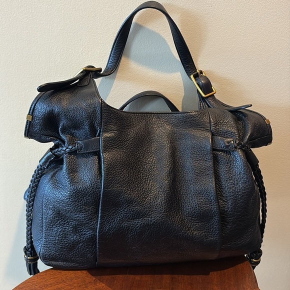 Elliott Lucca   Shoulder bag  pebbled leather Black   Brass HW  2 front pockets - Picture 9 of 17